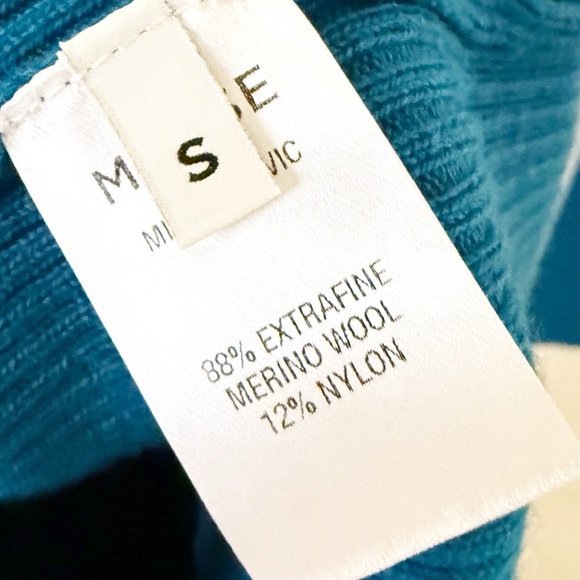 NWT MONSE Bra Short Knit Ribbed Layered Sweater Dress in Teal Blue size small - Picture 9 of 10